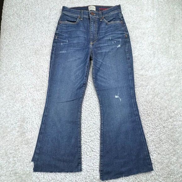 Alice + Oliva Beautiful High Rise Crop Bell Jean Born To Run Distress - Picture 2 of 13